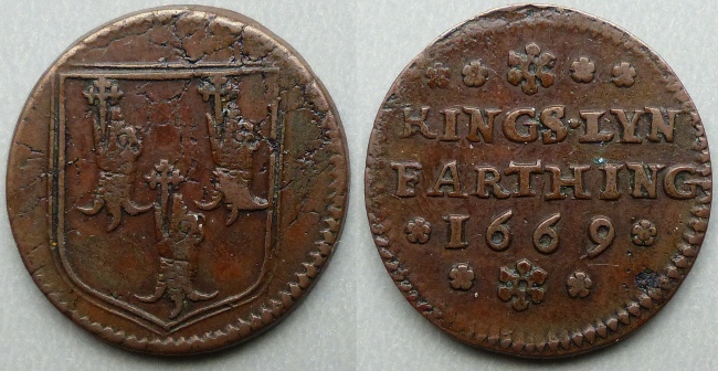 Lynn Regis (King's Lynn), town issue 1669 farthing N3070